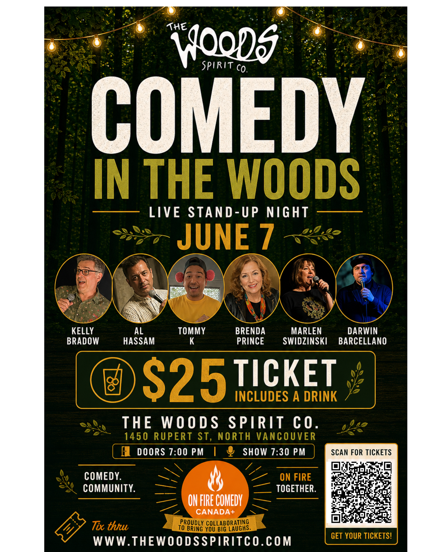 COMEDY IN THE WOODS June 7 - 7:30 pm