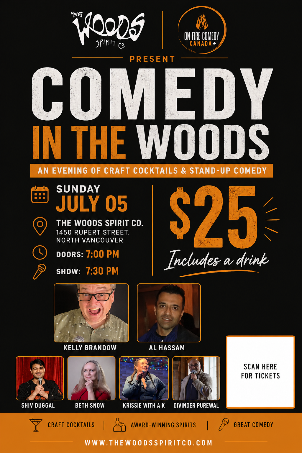 COMEDY IN THE WOODS July 5th - Doors Open 6:30 pm